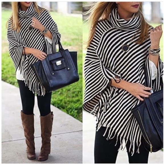 Other - Striped Poncho- New With 🏷